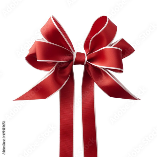 red ribbon and bow isolated on white. 