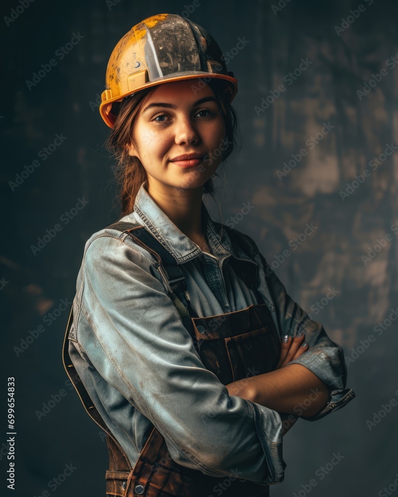 potrait of A happy european female construction worker potrait of A happy european female construction worker