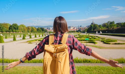 Photography Female tourist traveling in Austria, capital city Vienna