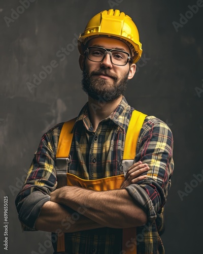 potrait of A happy european male construction worker 