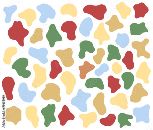 Liquid graphic design element in Christmas colors. Liquid abstract geometric shapes splash. Halftone wavy set.