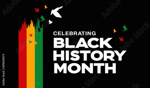 Celebrate Black history month, banner, printable, 
flyer template, sign, poster, social media post with 
february, Black history month theme, graphics,logo, 
vector illustration design ideas