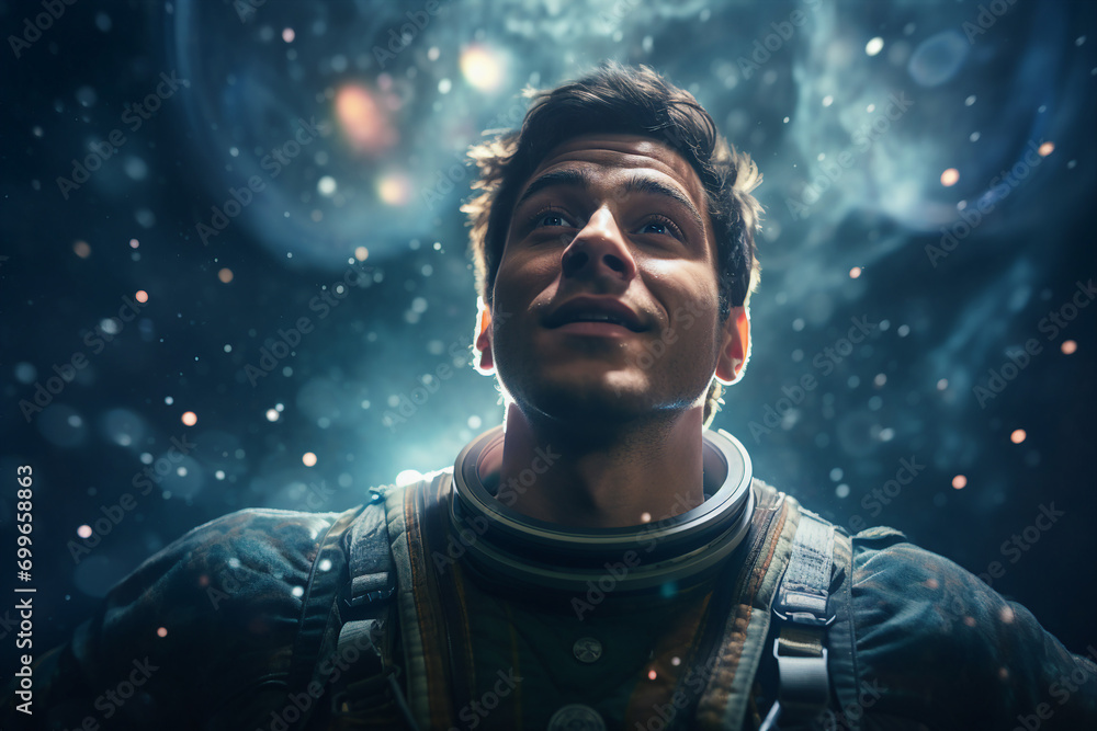 Created with generative ai tools astronaut portrait exploring deep space discover new planet Created with generative ai tools astronaut portrait exploring deep space discover new planet