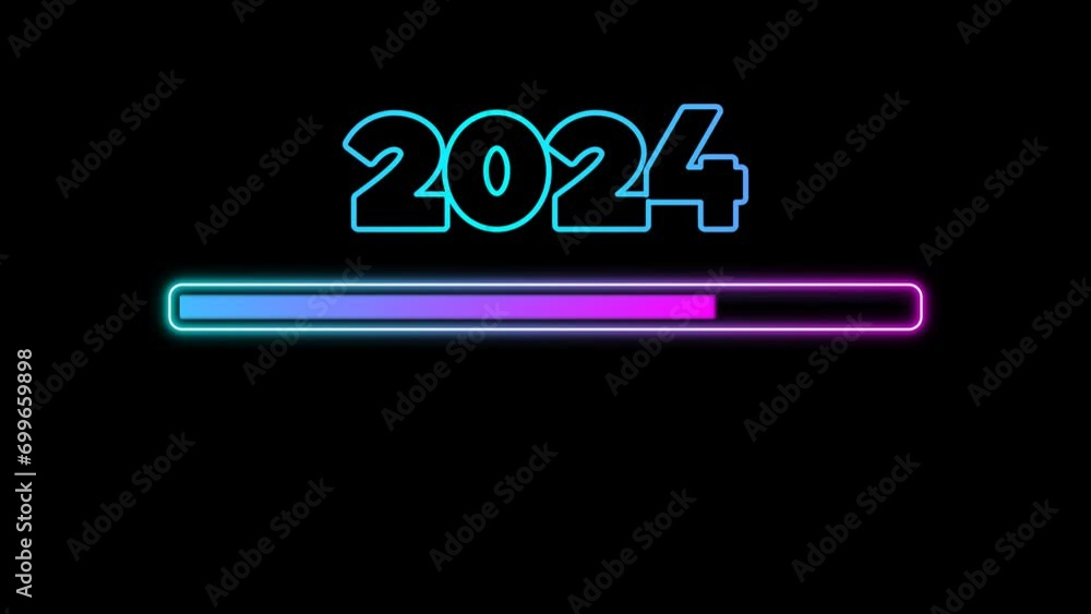 New year 2024 colorful neon lights loading background animation New year 2024 colorful neon lights loading background animation