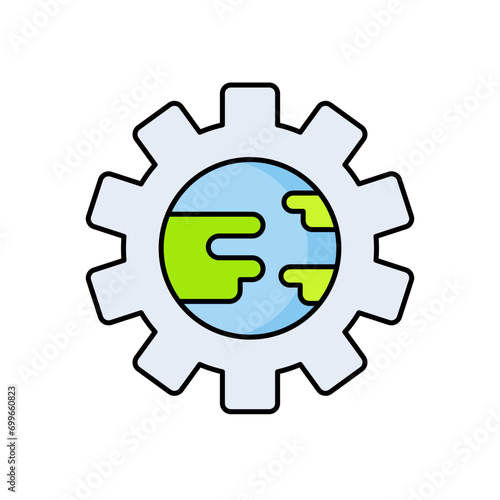 Earth, gear, eco, tech, planet, symbol, environment, icon, recycle, world, innovation, emblem, green, futuristic, ecology, machinery, circular, global, sustainability, machine, round, nature, industry