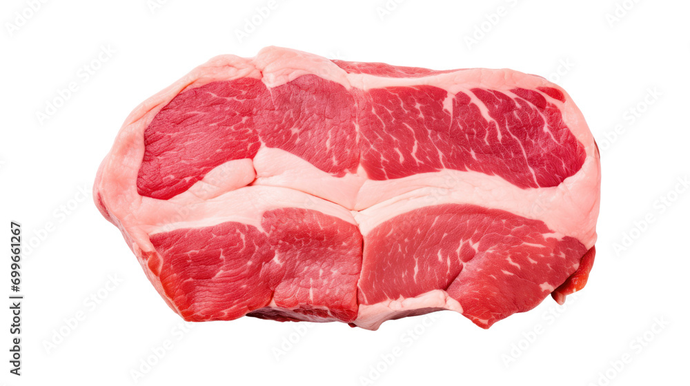 Top view of fresh pork isolated on transparent background,PNG image.