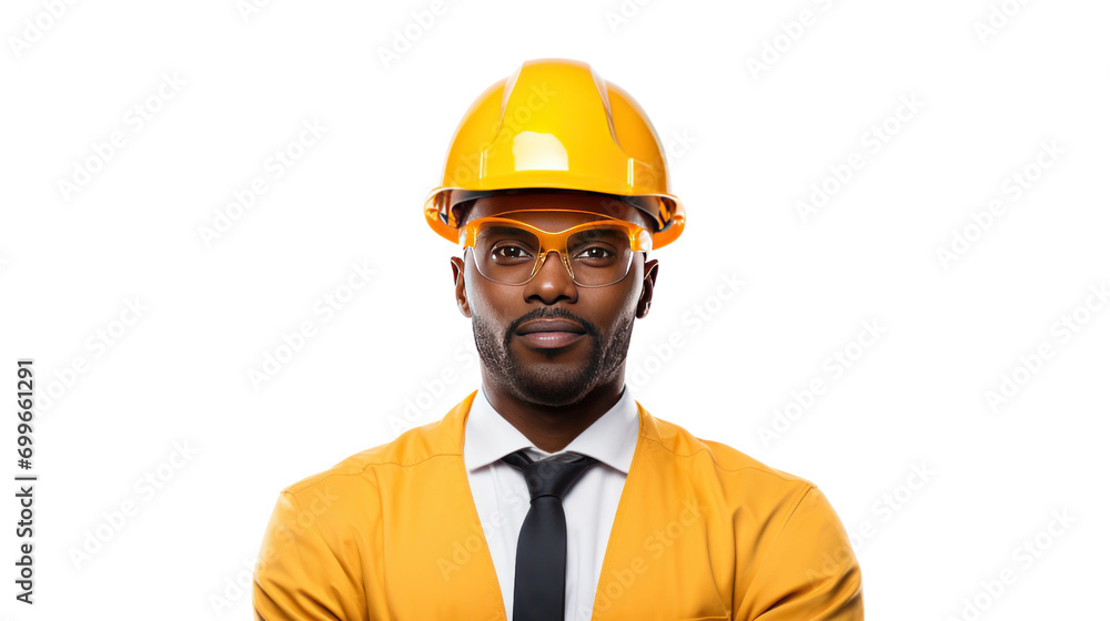 Attractive African American engineer isolated on transparent background,PNG image. Attractive African American engineer isolated on transparent background,PNG image.