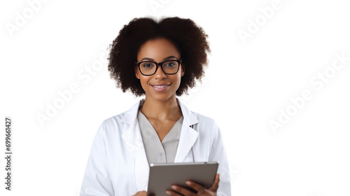 Wallpaper Mural African american female doctor holding tablet isolated on transparent background,PNG image. Torontodigital.ca