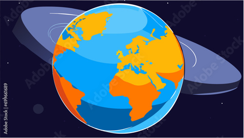 A 3D globe representing international trade. vektor icon illustation