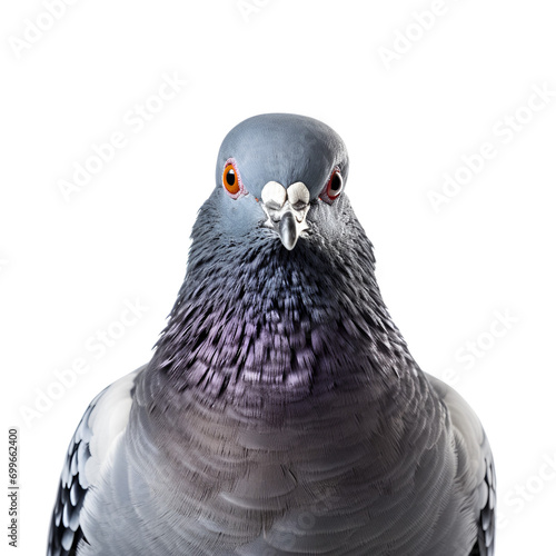 Pigeon Portrait: Close Up Photo of Half the Columbidae Bird, Isolated on Transparent Background, PNG