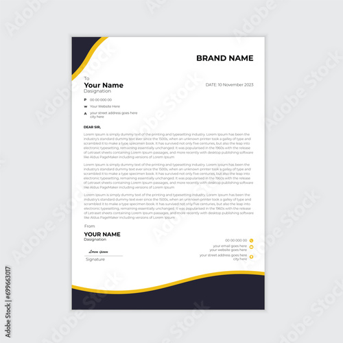 Clean and professional corporate company business letterhead template design with color variation 