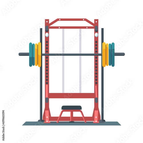 gym squat with barbell in gym TOOLS VECTOR FLAT
