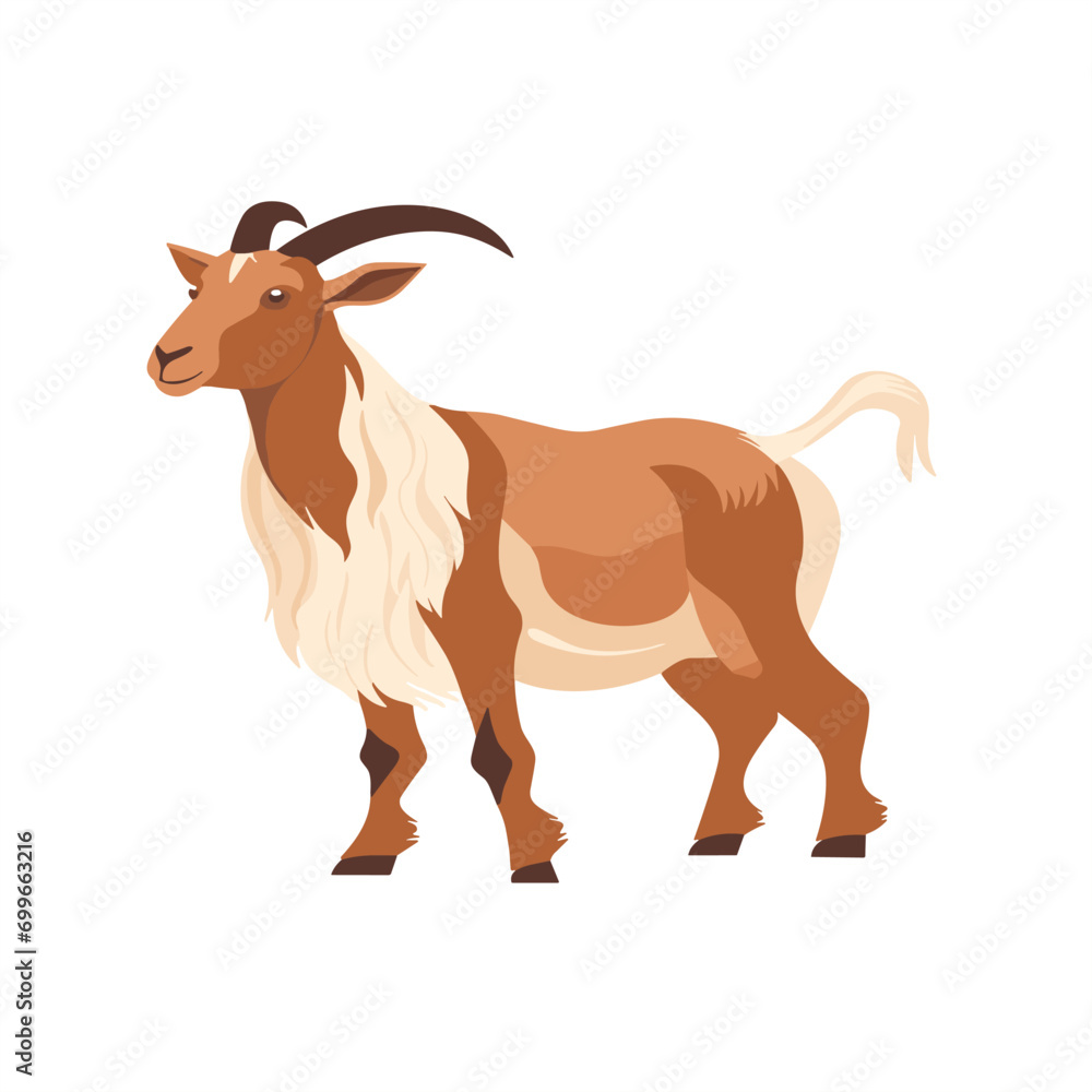 CARTOON Adult RED BROWN goat with horns CARTOON Adult RED BROWN goat with horns