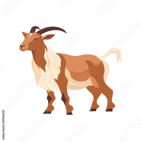 CARTOON Adult RED BROWN goat with horns
