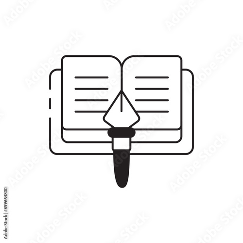 Writing, book, icon, authorship, creativity, storytelling, literature, novel, manuscript, plot, characters, chapters, genre, publishing, editing, revisions, draft, prose, fiction, nonfiction