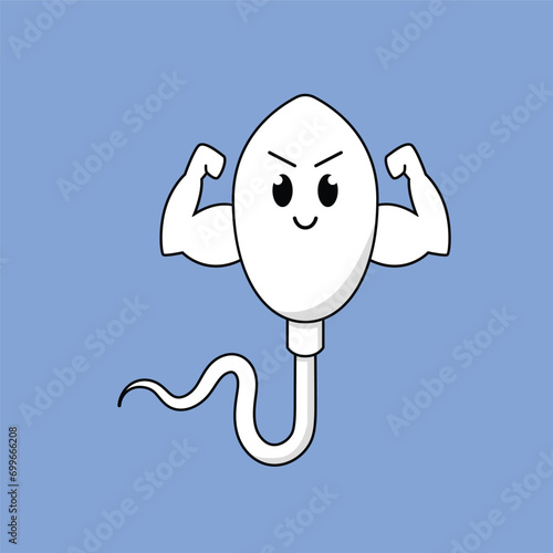 cute healthy and unhealthy strong sperm cells. cartoon