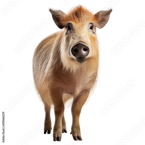 Portrait of wild boar animal, isolated on transparent of white background