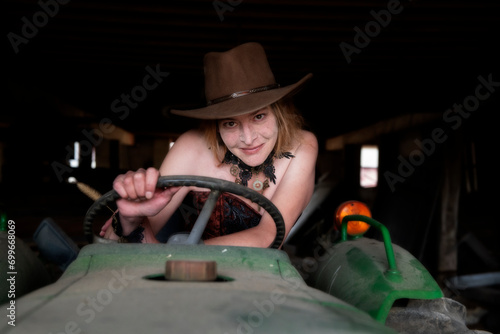 Steffi posing at the junkyard