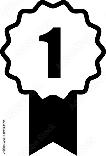 First place seal icon. Number one sign for champion or winner. Vector Illustration