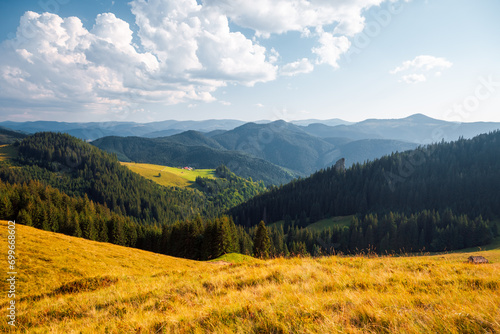 Spectacular landscape of a rolling countryside on a sunny day. Carpathian mountains, Ukraine, Europe. © Leonid Tit