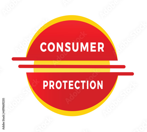 consumer protection text on label design, low concept. Vector template.