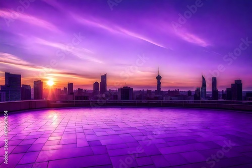 city skyline at sunset