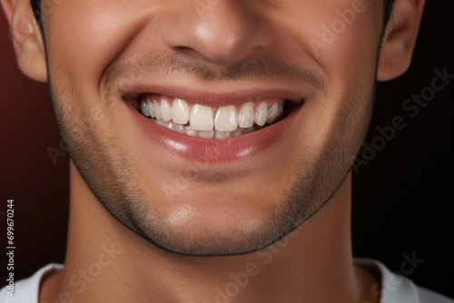 perfect male teeth smile close up