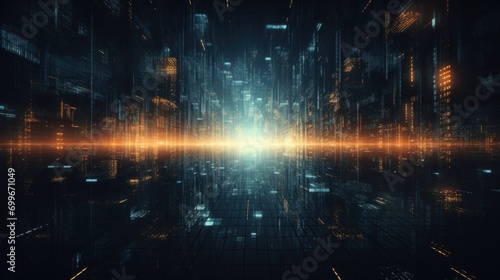 Particle in Cyberpunk Style Digital World Abstract Background © Damian Sobczyk