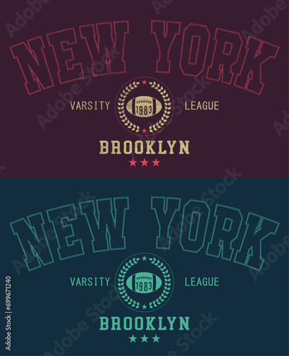 Vintage typography college league New York City state slogan print for graphic tee t shirt or sweatshirt - Vector