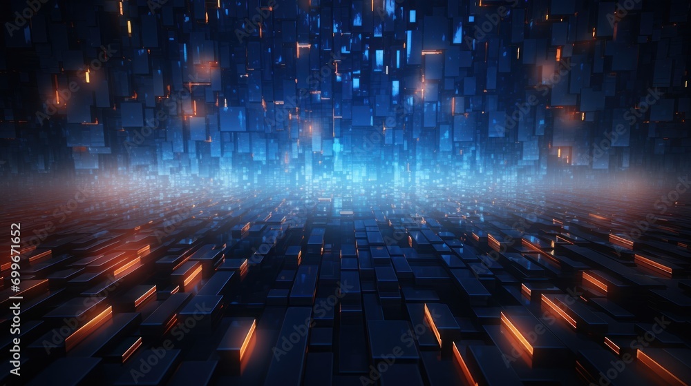 Particle in Cyberpunk Style Digital World Abstract Background