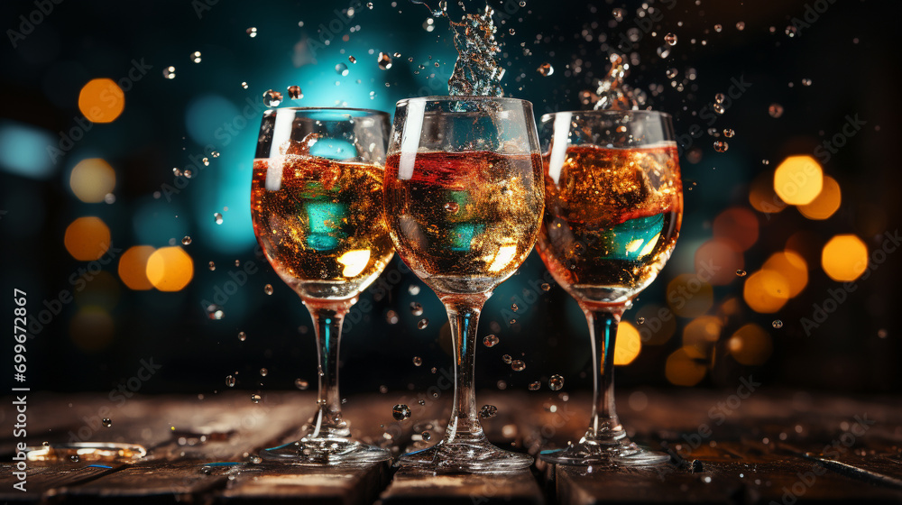 two glasses of champagne and fireworks two glasses of champagne and fireworks
