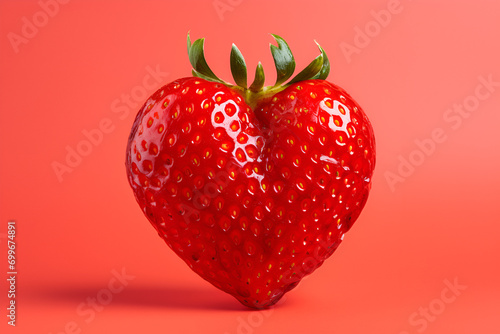 Red berry strawberry heart shape on red background