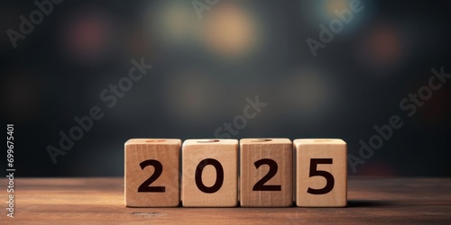 2025 New Year's Wooden Block Tile Generative AI