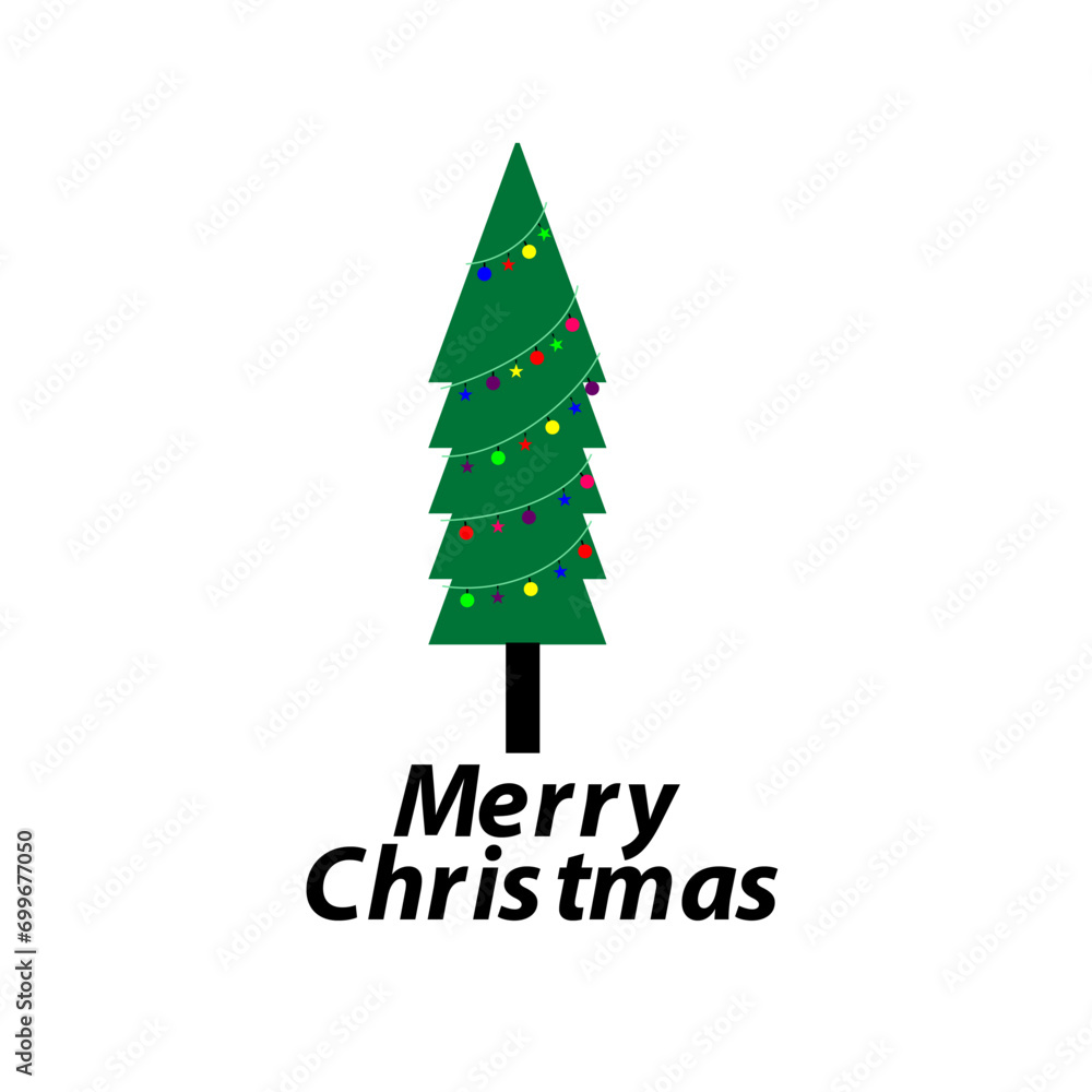 Vector merry christmas and christmas tree Vector merry christmas and christmas tree