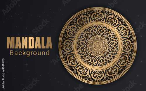 Luxury golden color Mandala Design. Mandala for Henna, Mehndi, tattoo, decoration. Decorative ornament in ethnic oriental style. Coloring book page background.