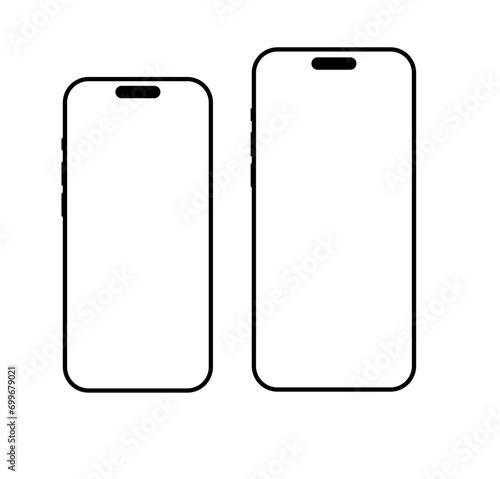 Model smartphone with transparent screens. Smartphone mockup . Device front view. 