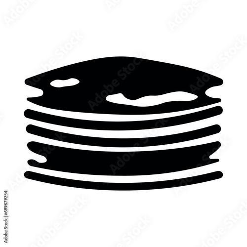 Pancakes black vector icon on white background