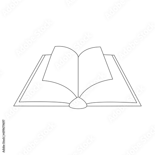 Open book single line art design with Continuous one line book outline vector art illustration 