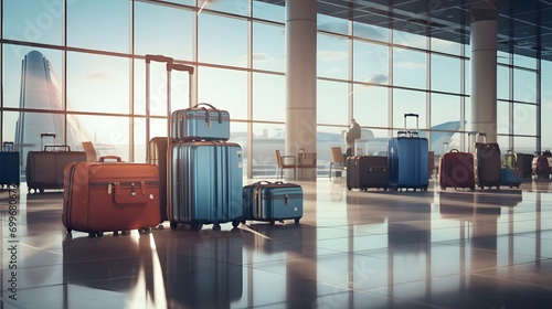 Suitcases in airport. Travel concept