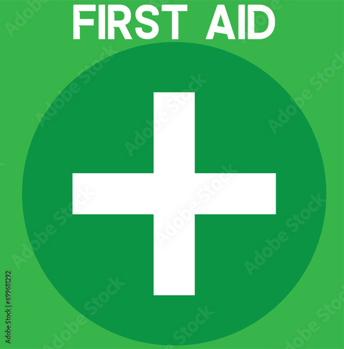 Green First Aid Kit Emergency Icon with Cross Sign. Vector eps 10 