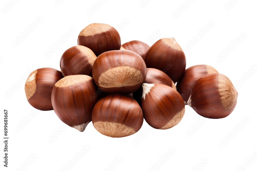 Chestnut nuts on a white isolated background, front view PNG Chestnut nuts on a white isolated background, front view PNG