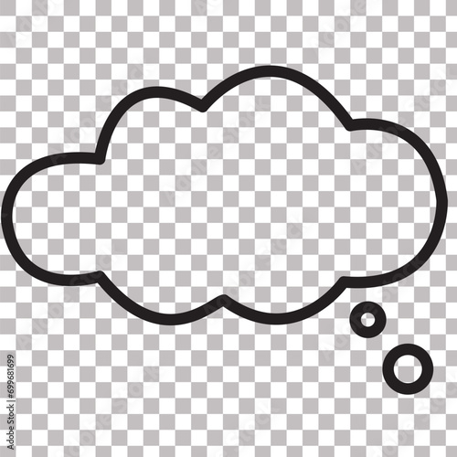 Think bubble isolated. Trendy think bubble in flat style. Modern template for social network and label. Creative thought balloon. Cloud line art, Dream isolated cloud vector EPS 10