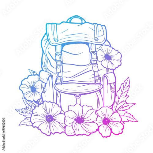 Hiking bag Illustration Clip Art Design Shape. Backpack Silhouette Icon Vector.