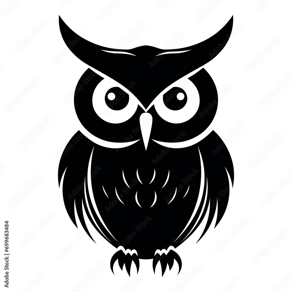 Owl black vector icon on white background