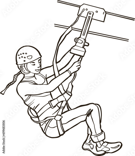 Zip lining extreme outdoor sport 

