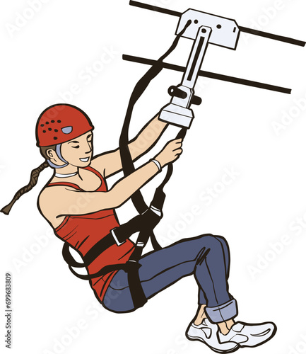 Zip lining extreme outdoor sport 

