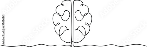 One single line drawing of human brain for memorizing medical clinic logo identity.  photo