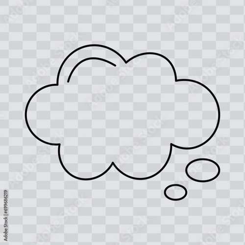 Dream cloud isolated icon, trendy think bubble in flat style. Cloud line art, vector illustration