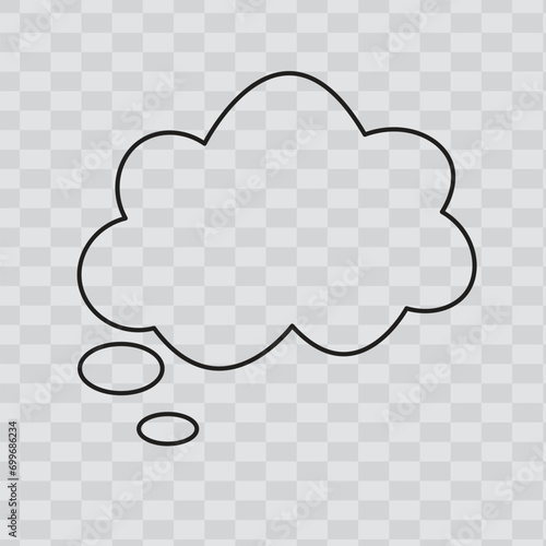 Dream cloud isolated icon, trendy think bubble in flat style. Cloud line art, vector illustration