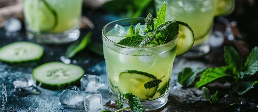 Refreshing spring cocktail with cucumber and mint. Refreshing spring cocktail with cucumber and mint.